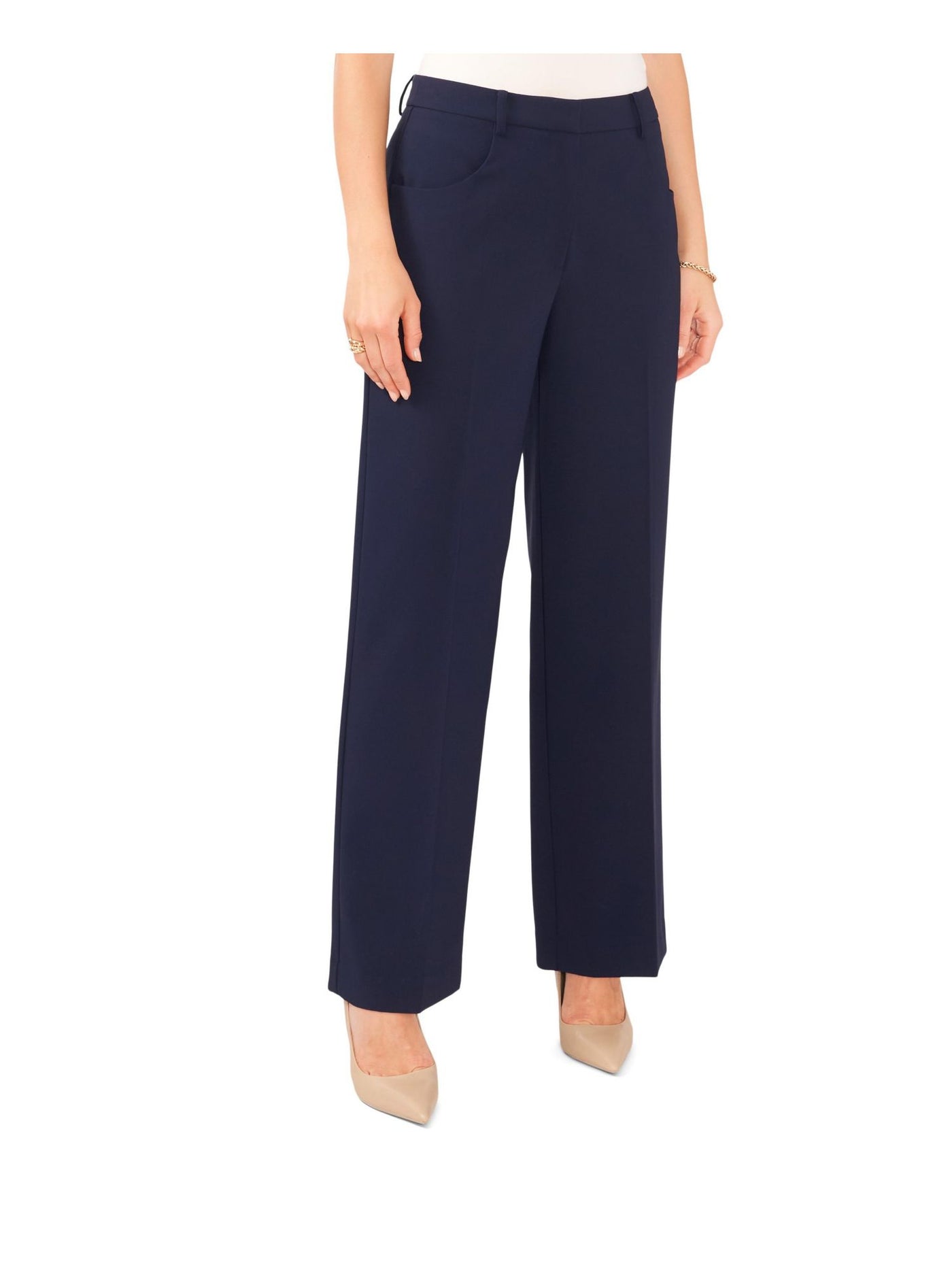 VINCE CAMUTO Womens Navy Zippered Pocketed Wear To Work Wide Leg Pants 14