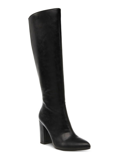 WILD PAIR Womens Black Padded Goring Daytonaa Pointed Toe Block Heel Zip-Up Heeled Boots 8.5 M