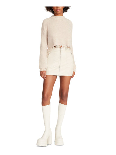 STEVE MADDEN Womens Beige Long Sleeve Round Neck Crop Top Sweater XL