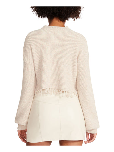 STEVE MADDEN Womens Beige Long Sleeve Round Neck Crop Top Sweater XL