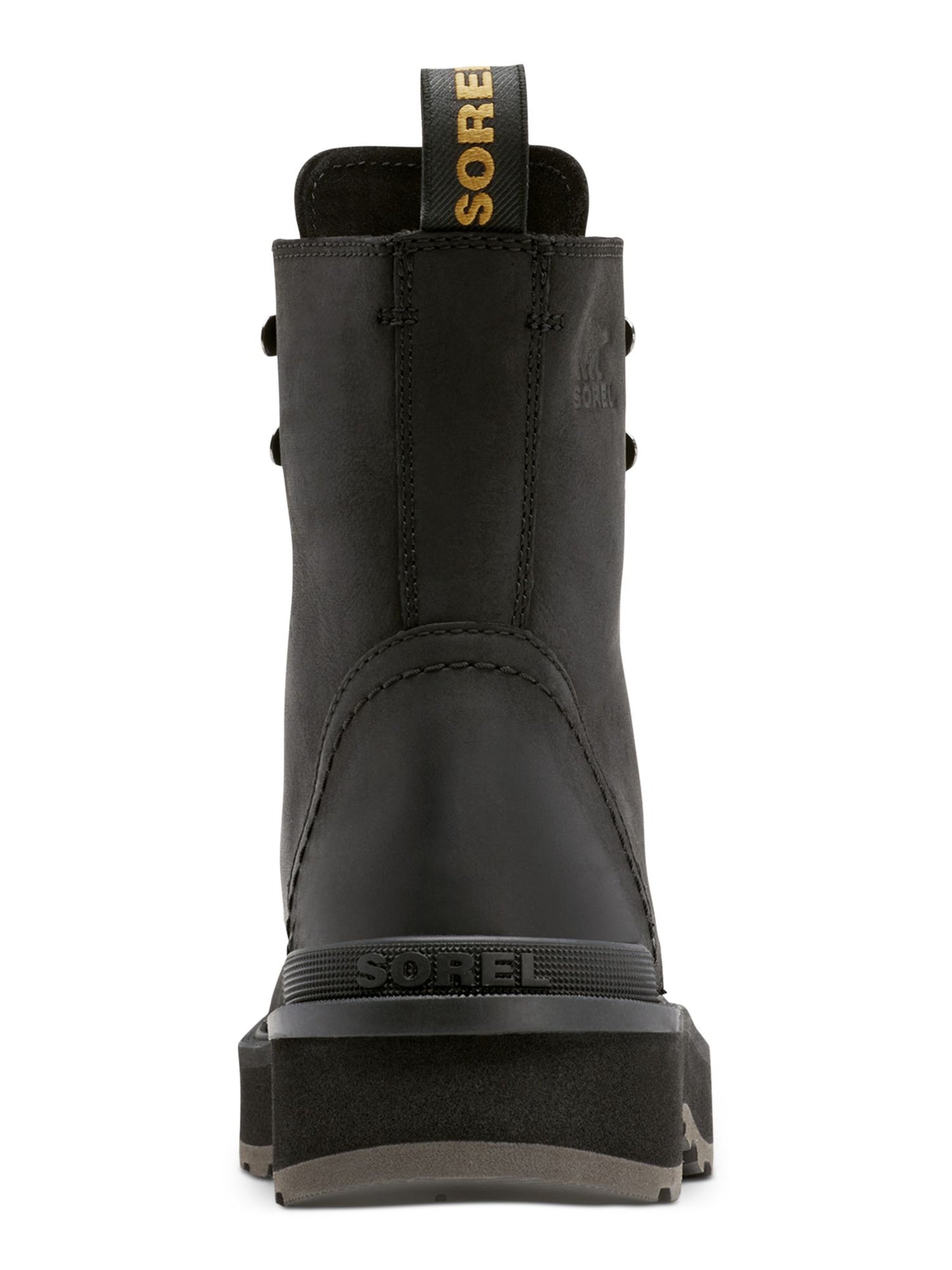 SOREL Womens Black Back Pull-Tab Lug Sole Padded Hi-line Round Toe Block Heel Lace-Up Combat Boots 8 M
