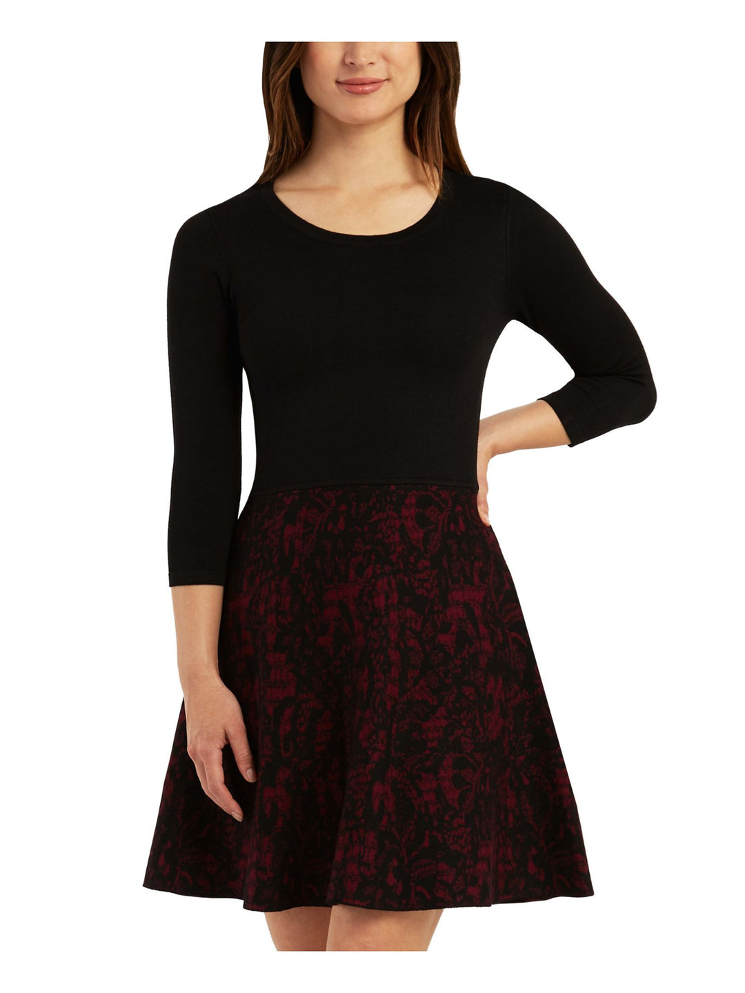 BCX DRESS Womens Black Unlined Pullover 3/4 Sleeve Scoop Neck Short Sw – Bobbi + Bricka