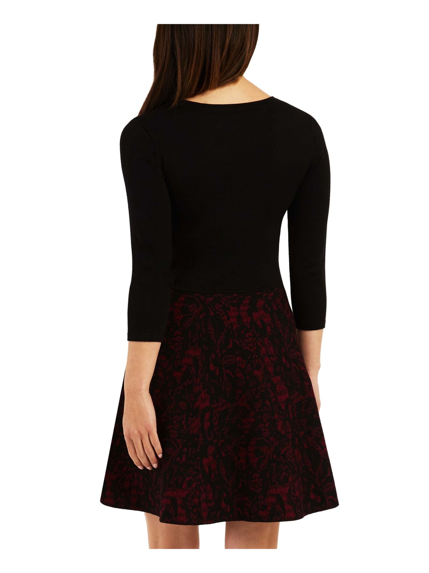 BCX DRESS Womens Black Unlined Pullover 3/4 Sleeve Scoop Neck Short Sweater Dress Juniors L