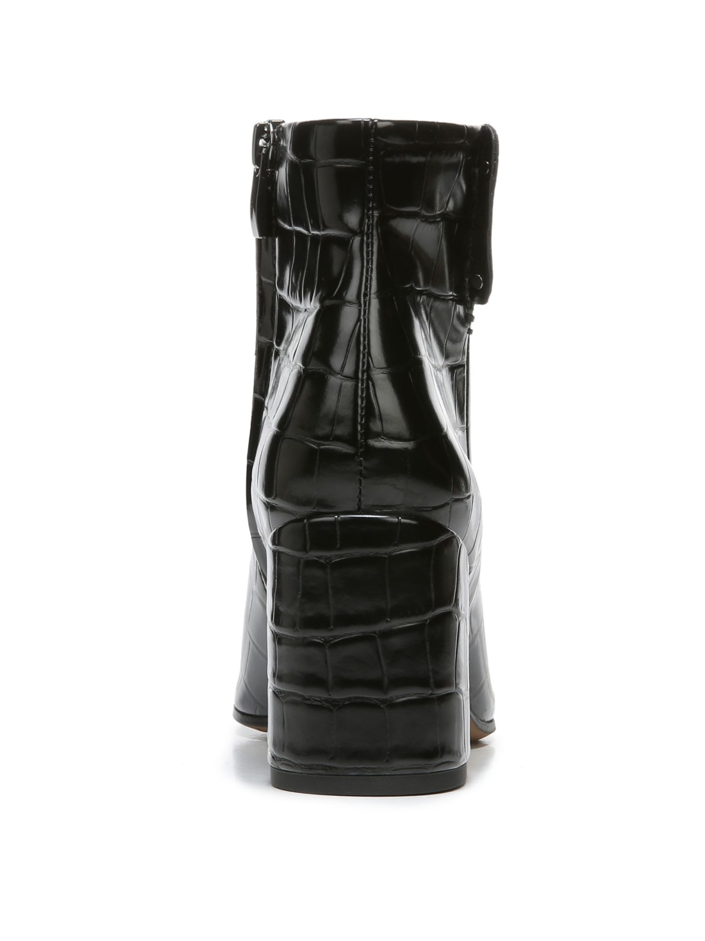 FRANCO SARTO Womens Black Crock Print Padded Tenton Almond Toe Block Heel Zip-Up Booties 5.5 M