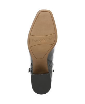 FRANCO SARTO Womens Black Snakeskin Marquee Almond Toe Block Heel Zip-Up Heeled Boots M