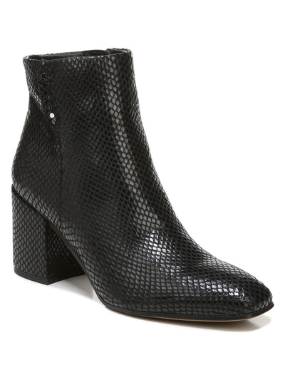 FRANCO SARTO Womens Black Snakeskin Marquee Almond Toe Block Heel Zip-Up Heeled Boots 7 M