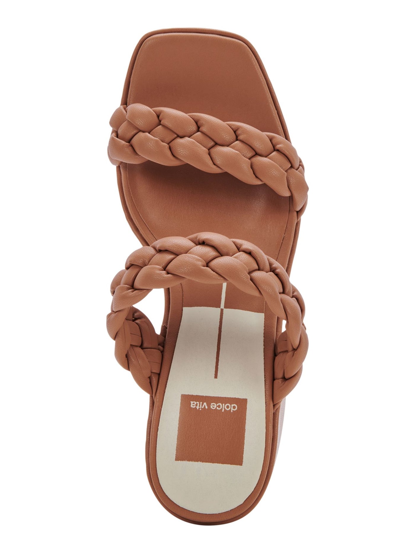 DOLCE VITA Womens Brown 1-1/2" Platform Braided Padded Wiley Square Toe Block Heel Slip On Heeled Sandal 9