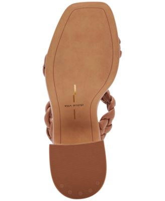 DOLCE VITA Womens Brown 1-1/2" Platform Braided Padded Wiley Square Toe Block Heel Slip On Heeled