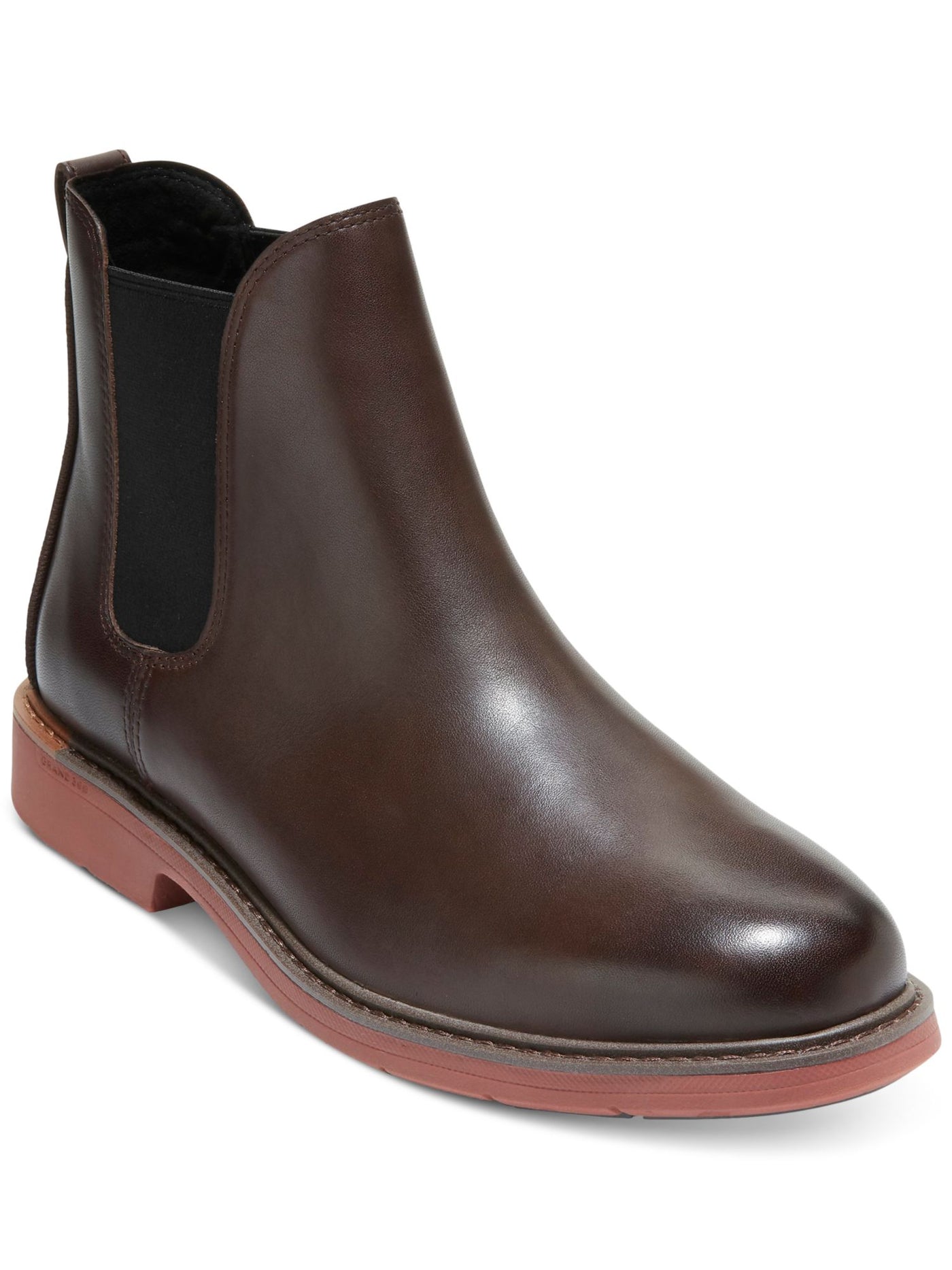 COLE HAAN GRANDSERIES Mens Brown Pull Tab Goring Cushioned Go-to Round Toe Block Heel Leather Chelsea 7.5 M