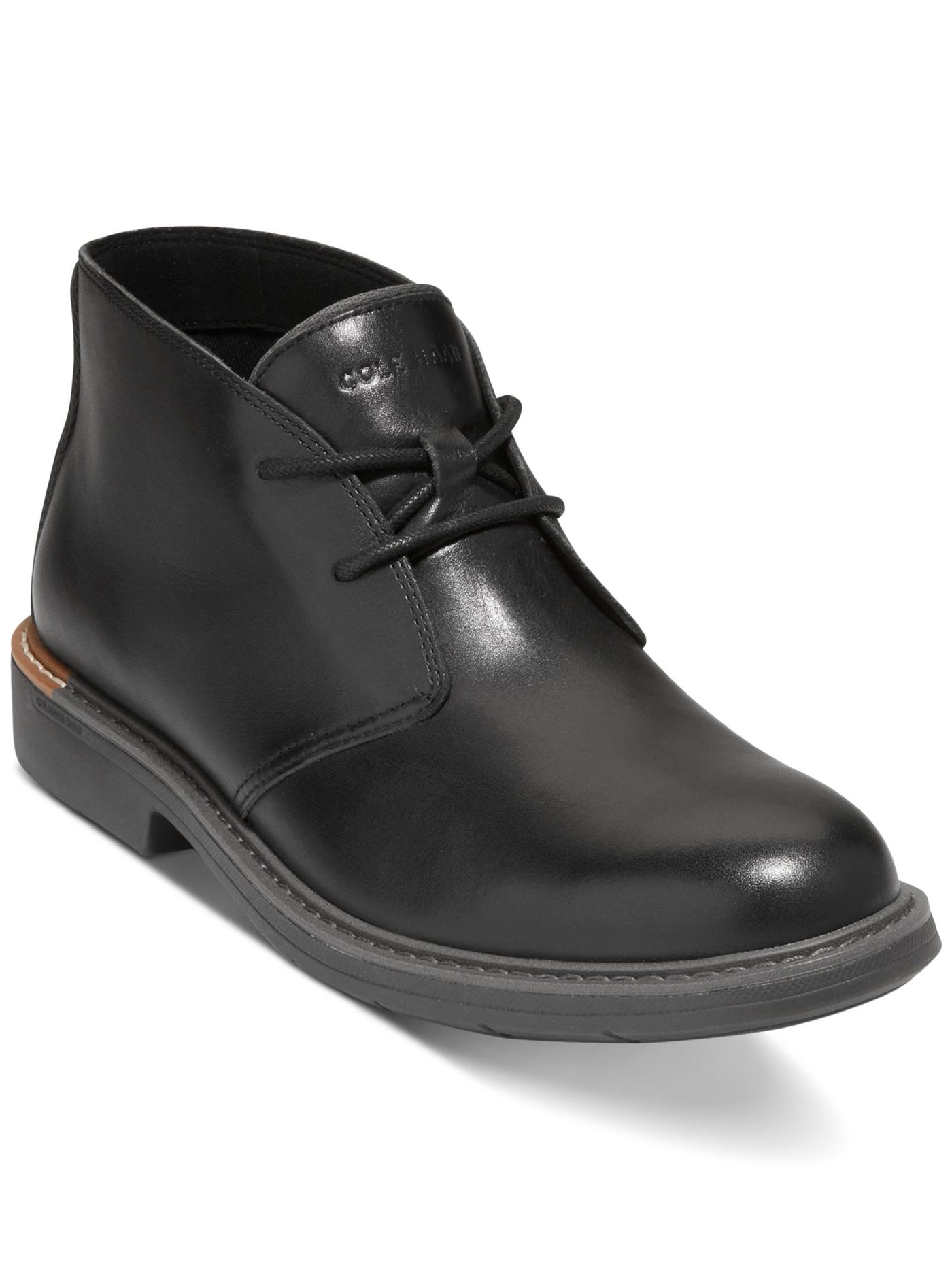 COLE HAAN GRANDSERIES Mens Black Cushioned Lightweight Go-to Round Toe Block Heel Lace-Up Leather Chukka Boots 11.5 M