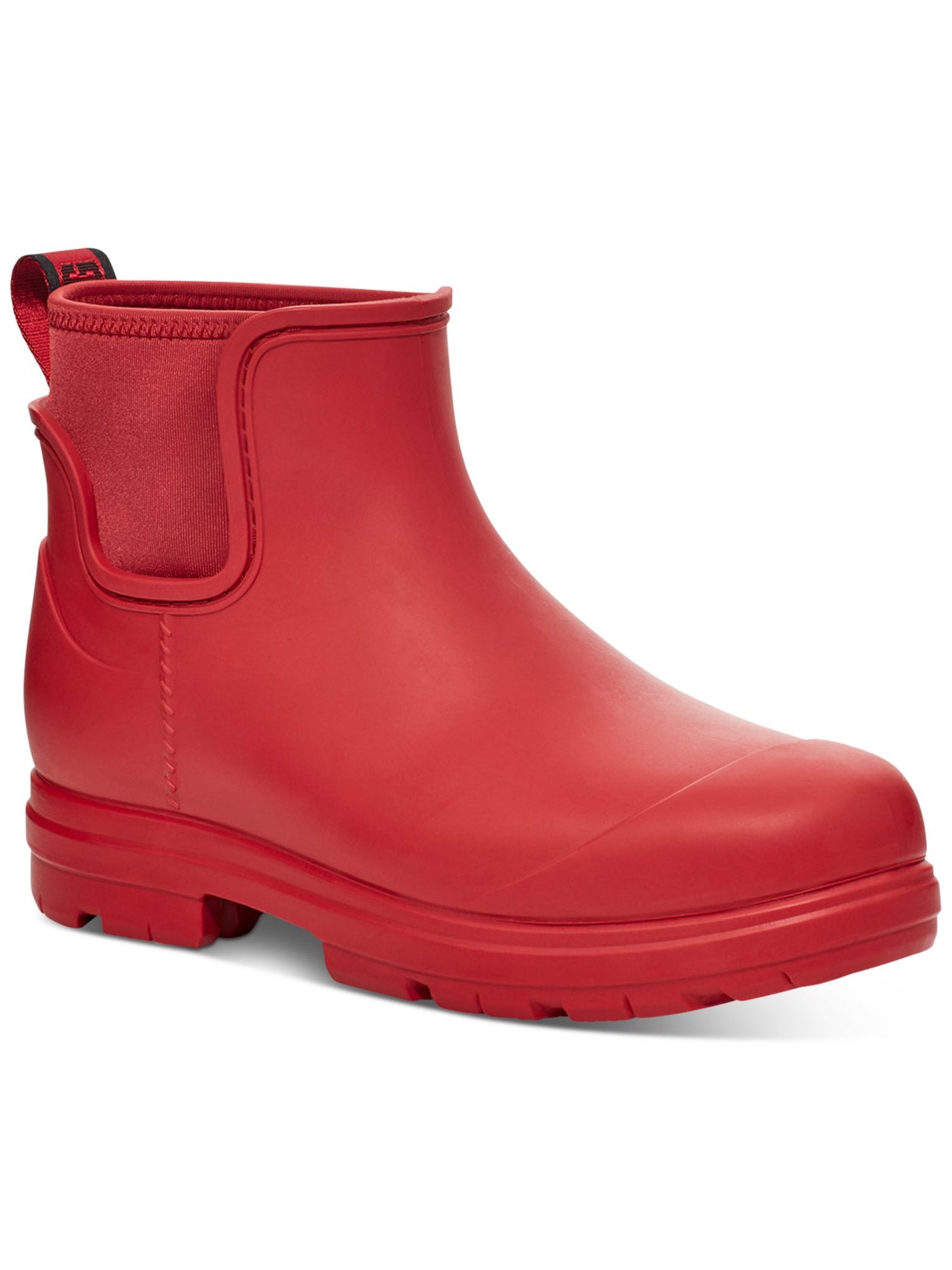 UGG Womens Red Manmade Collar Heel Pull-Tab Waterproof 1Platform Lug Sole Padded Droplet Round Toe Rain Boots 7