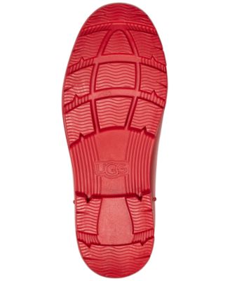 UGG Womens Red Manmade Collar Heel Pull-Tab Waterproof 1Platform Lug Sole Padded Droplet Round Toe Rain Boots