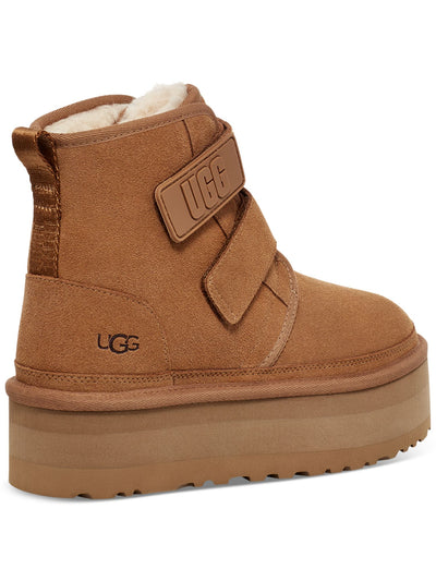 UGG Womens Beige Heel Pull-Tab Padded Neumel Round Toe Platform Leather Winter Boots 8