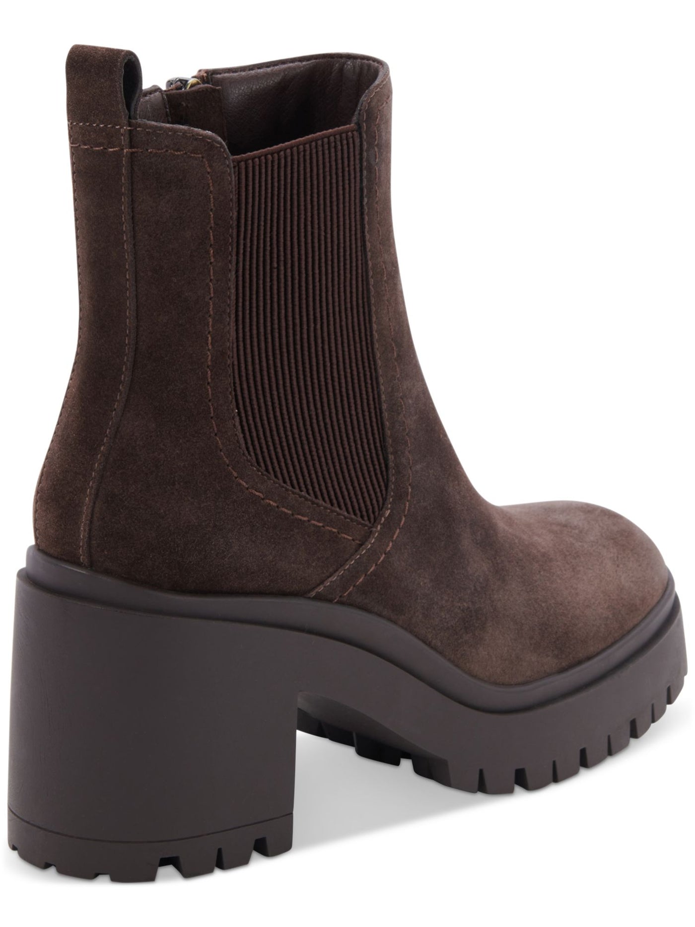 AQUA COLLEGE Womens Brown 1" Platform Waterproof Slip Resistant Raine Round Toe Block Heel Zip-Up Chelsea 9.5 M