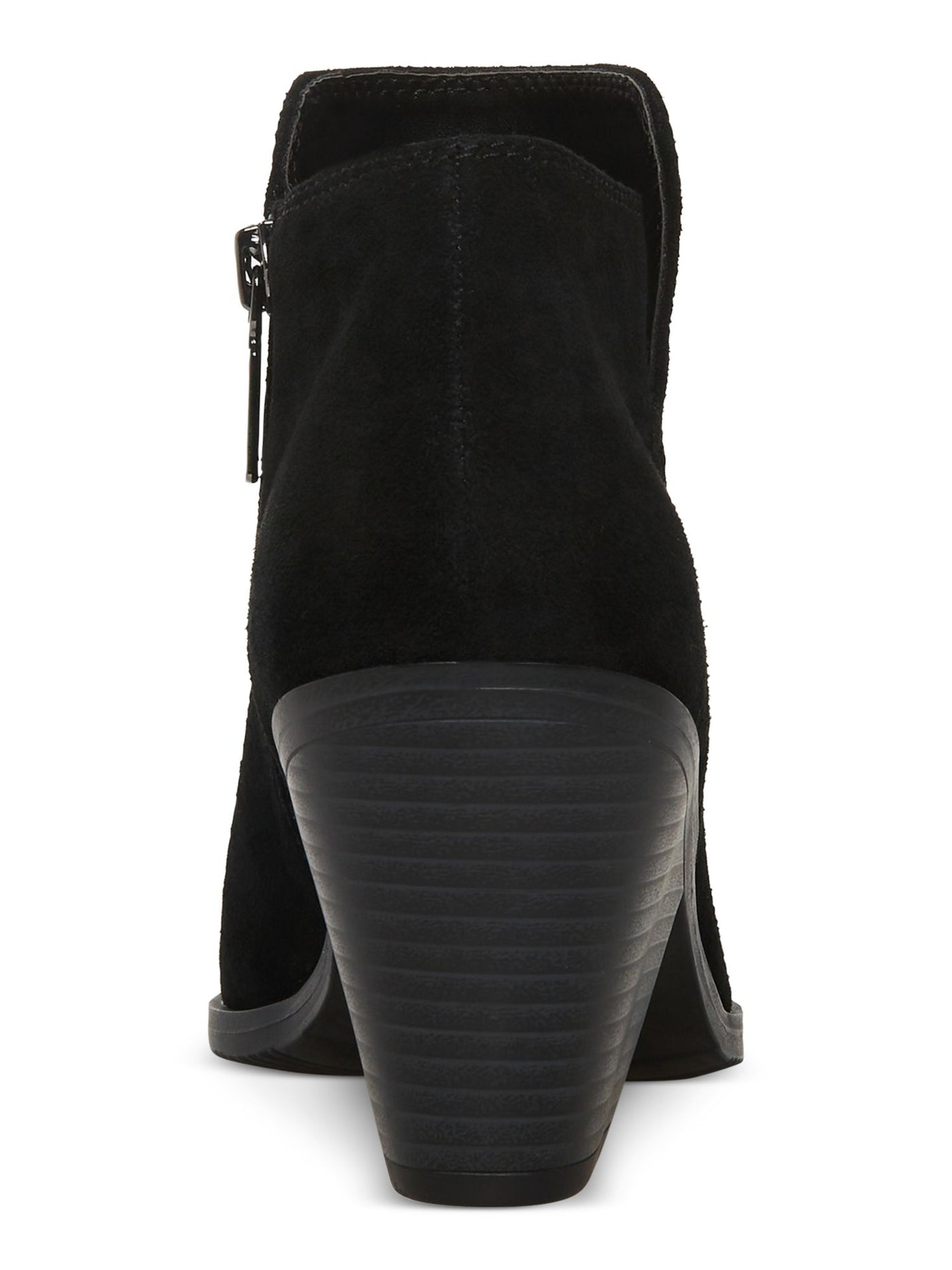 AQUA COLLEGE Womens Black Waterproof Nellie Pointed Toe Stacked Heel Zip-Up Leather Booties 9 M