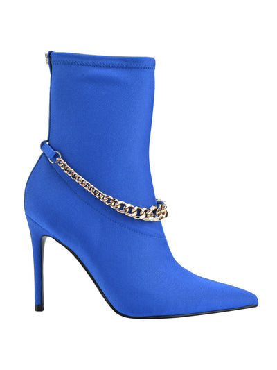 GUESS Womens Blue Chain Forsta Pointed Toe Stiletto Dress Boots 9.5 M