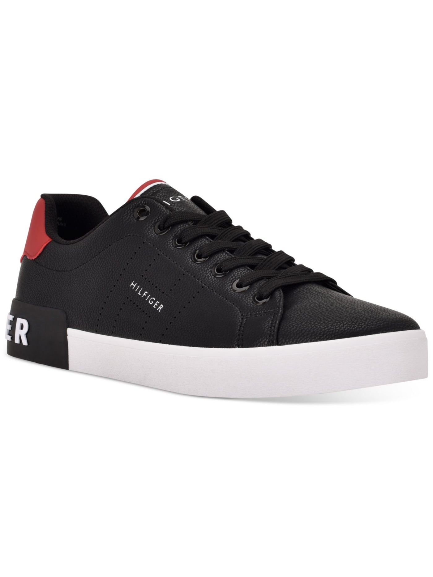 TOMMY HILFIGER Mens Black Paddedcollar Perforated Cushioned Rezmon Round Toe Platform Lace-Up Sneakers Shoes 12