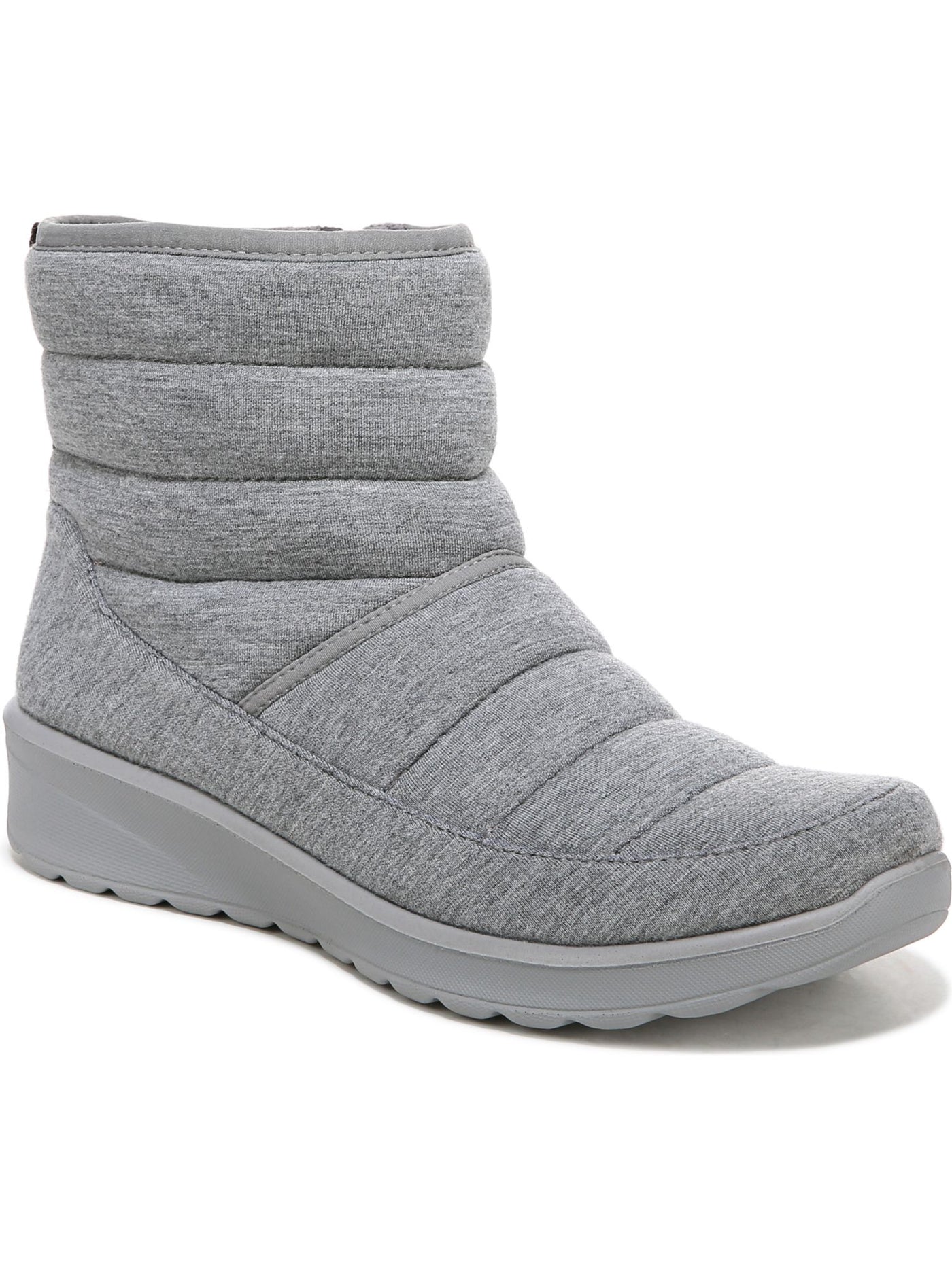 BZEES Womens Gray Cushioned Stretch Glacier Round Toe Wedge Zip-Up Booties 6.5 M