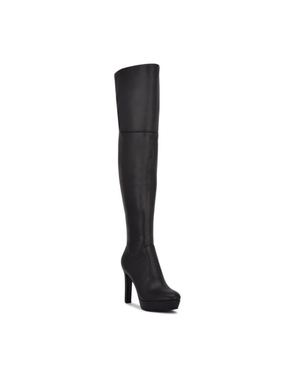 NINE WEST Womens Black 1" Platform Goring Padded Gotcha Round Toe Stiletto Zip-Up Heeled Boots 8 M