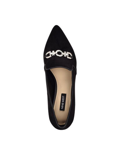 NINE WEST Womens Black Chain Accent Cushioned Area Pointed Toe Slip On Flats Shoes 8.5 M