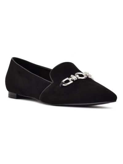 NINE WEST Womens Black Chain Accent Cushioned Area Pointed Toe Slip On Flats Shoes 8.5 M