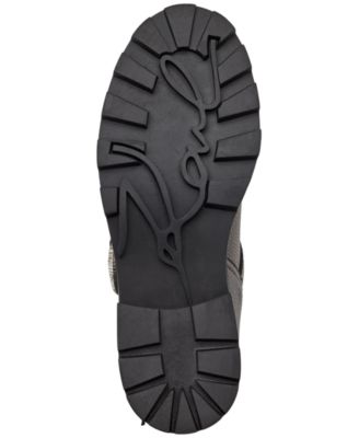 KARL LAGERFELD Womens Gray Embellished Buckle Accent Marceau Round Toe Block Heel Zip-Up Boots Shoes M