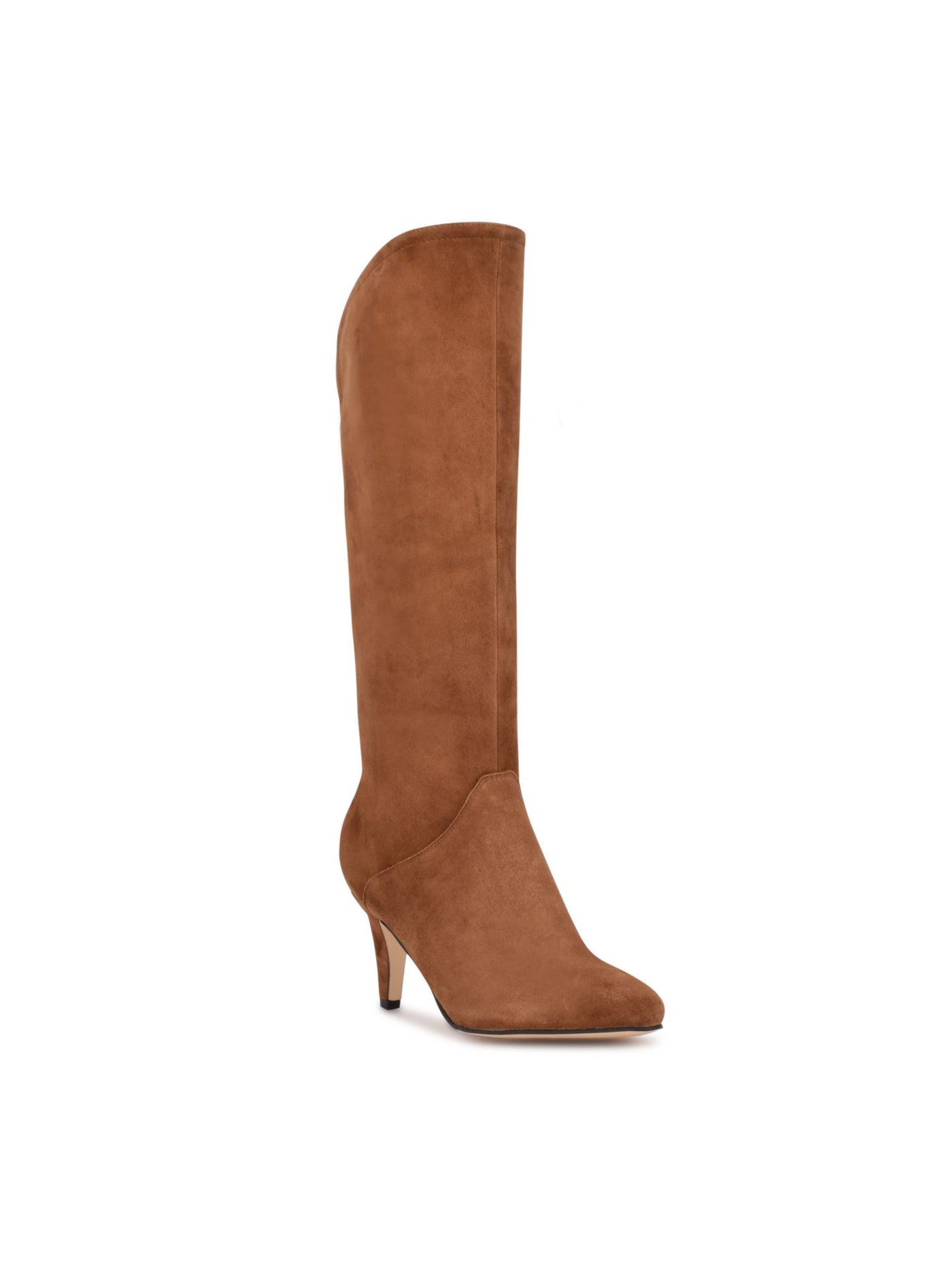 NINE WEST Womens Beige Comfort Danee Pointed Toe Block Heel Zip-Up Leather Dress Boots 5.5 M