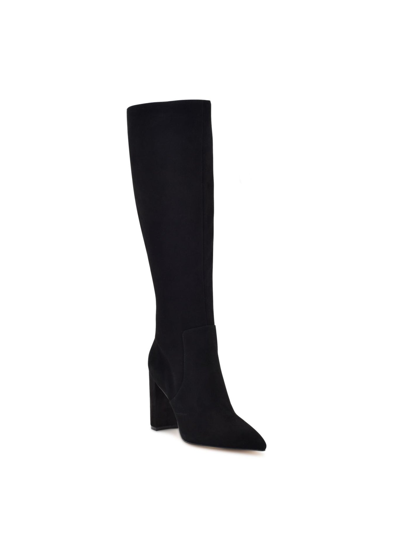 NINE WEST Womens Black Comfort Danee Pointed Toe Block Heel Zip-Up Leather Dress Boots 8.5 M
