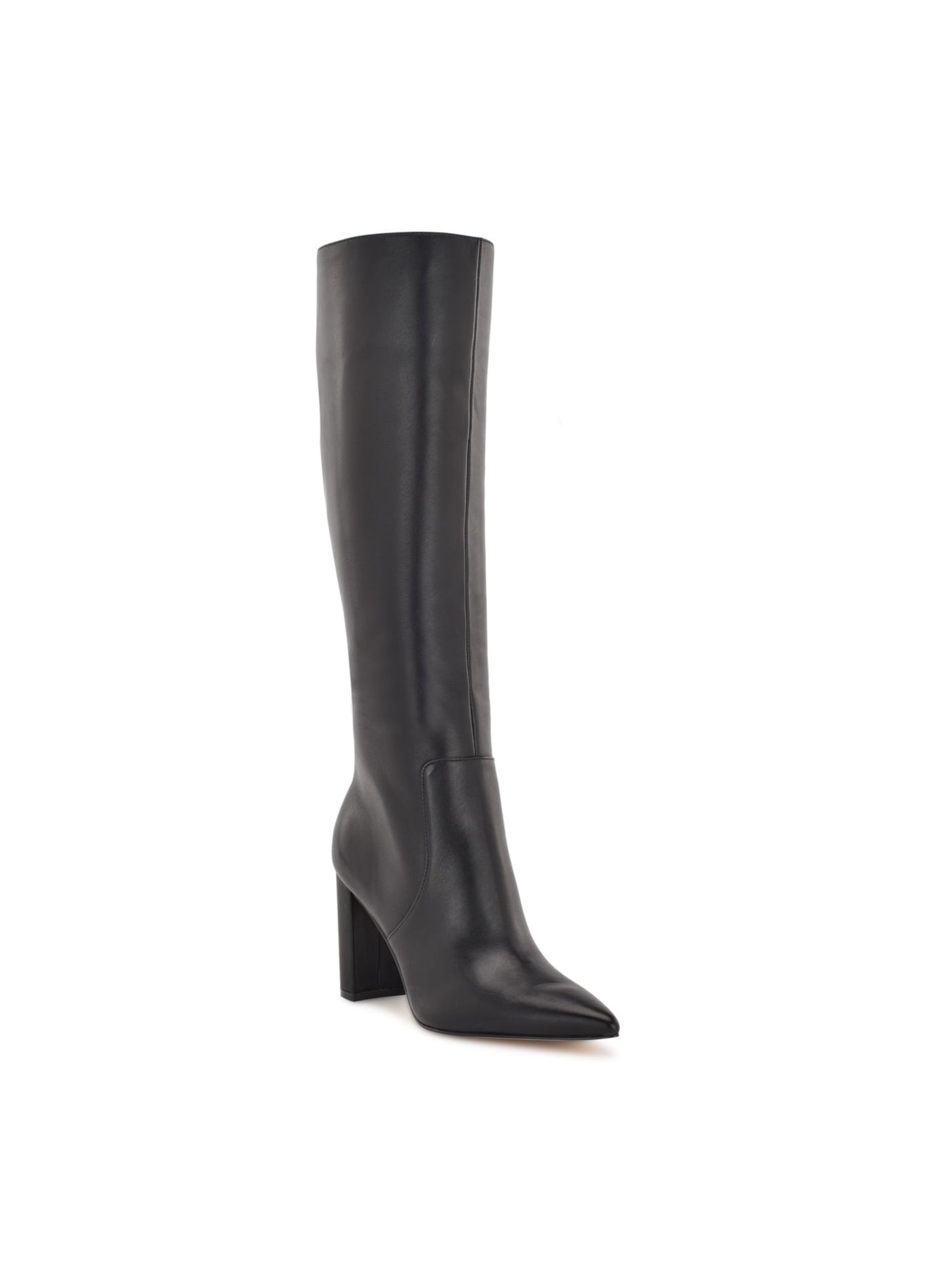 NINE WEST Womens Black Goring Padded Danee Pointed Toe Block Heel Zip-Up Leather Dress Boots 8 M