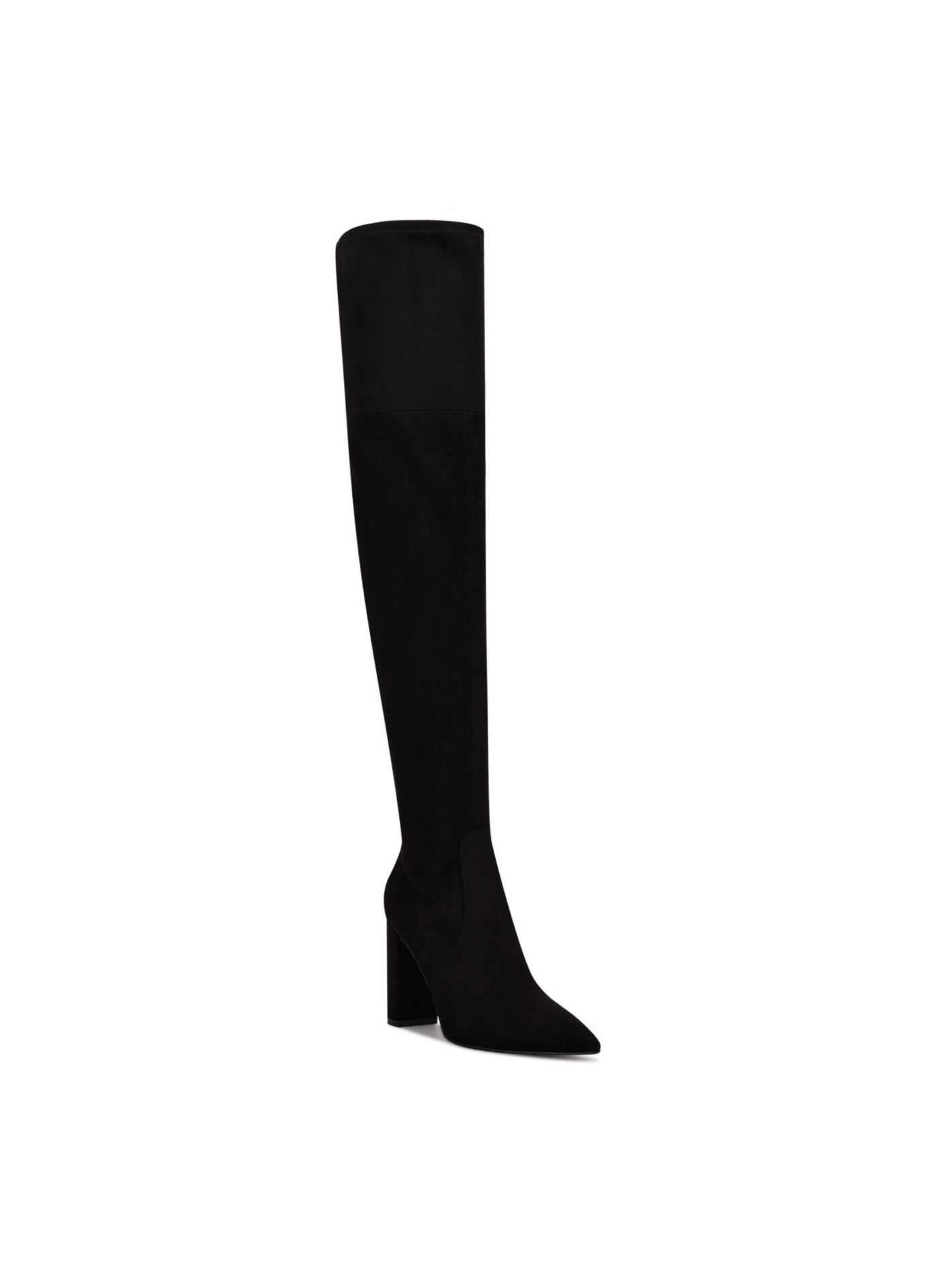 NINE WEST Womens Black Wide Calf Padded Daser Pointy Toe Block Heel Zip-Up Dress Boots 8 M WC