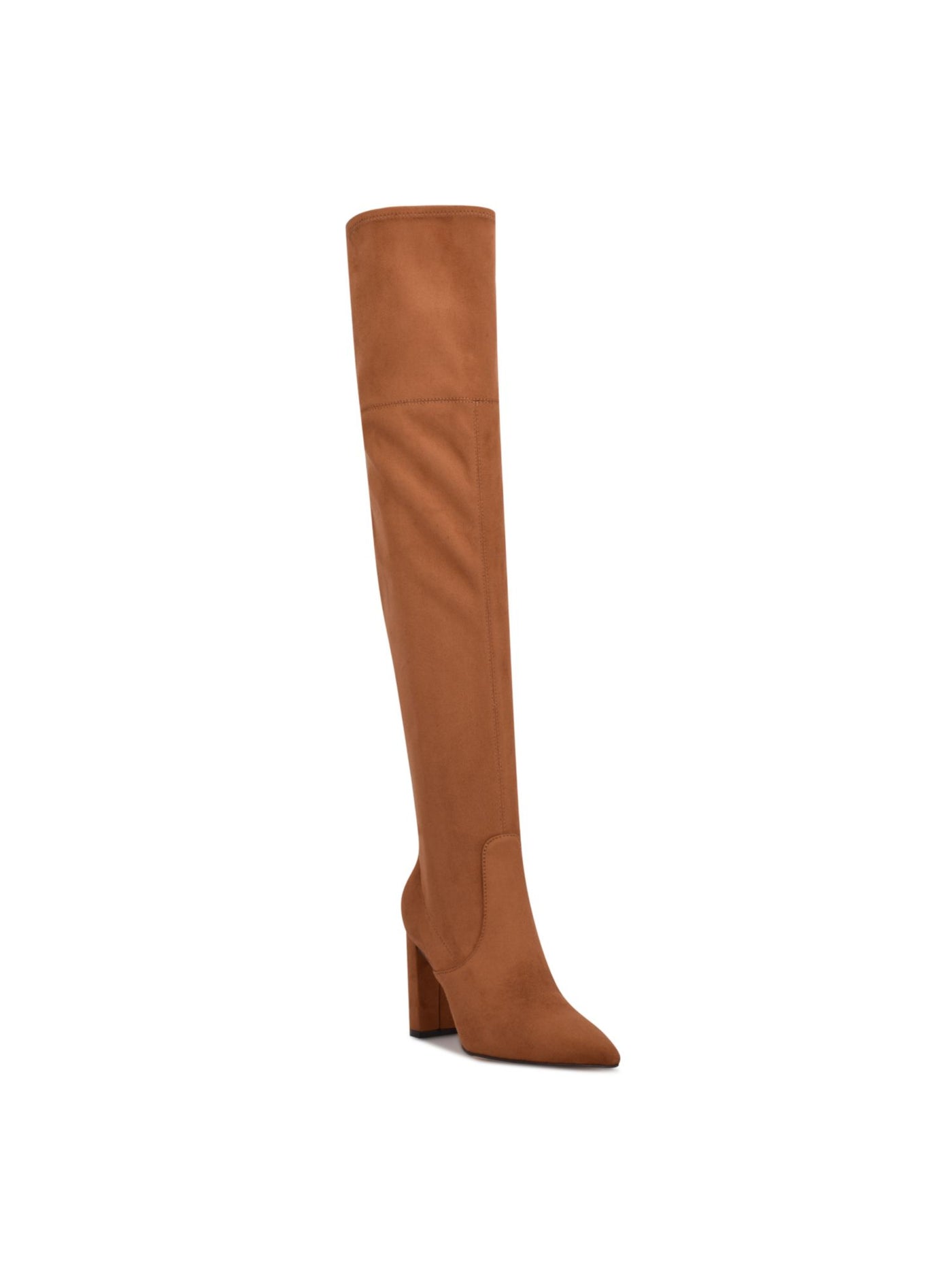 NINE WEST Womens Beige Goring Padded Dasher Pointed Toe Block Heel Zip-Up Dress Boots 5.5 M