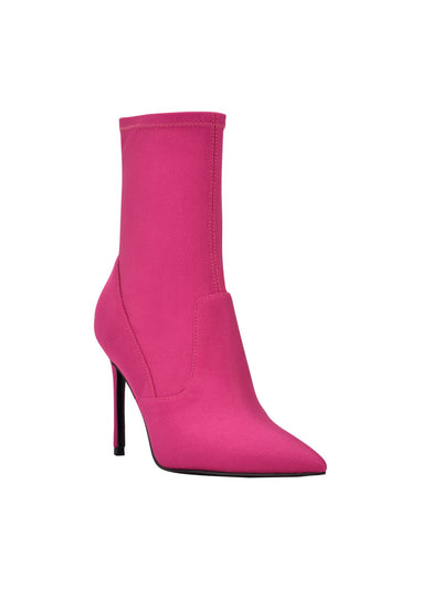 GUESS Womens Pink Stretch Frita Pointed Toe Stiletto Zip-Up Dress Booties 8 M