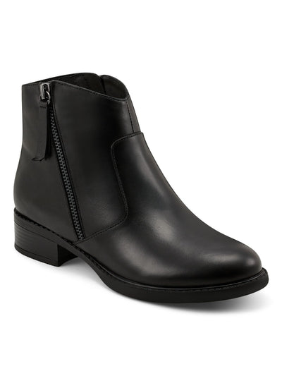 EASY SPIRIT Womens Black Cushioned Arch Support Lacy Round Toe Block Heel Zip-Up Leather Booties 9 M