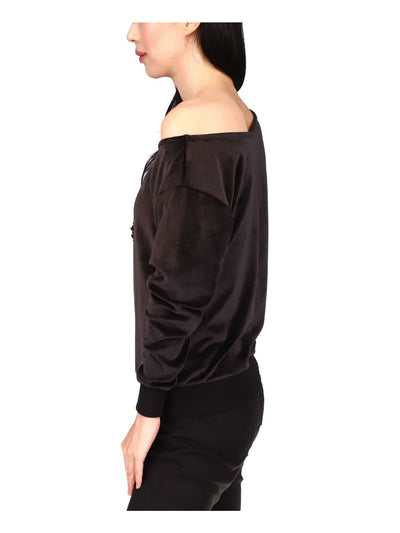 MICHAEL MICHAEL KORS Womens Black Long Sleeve Asymmetrical Neckline Top XL