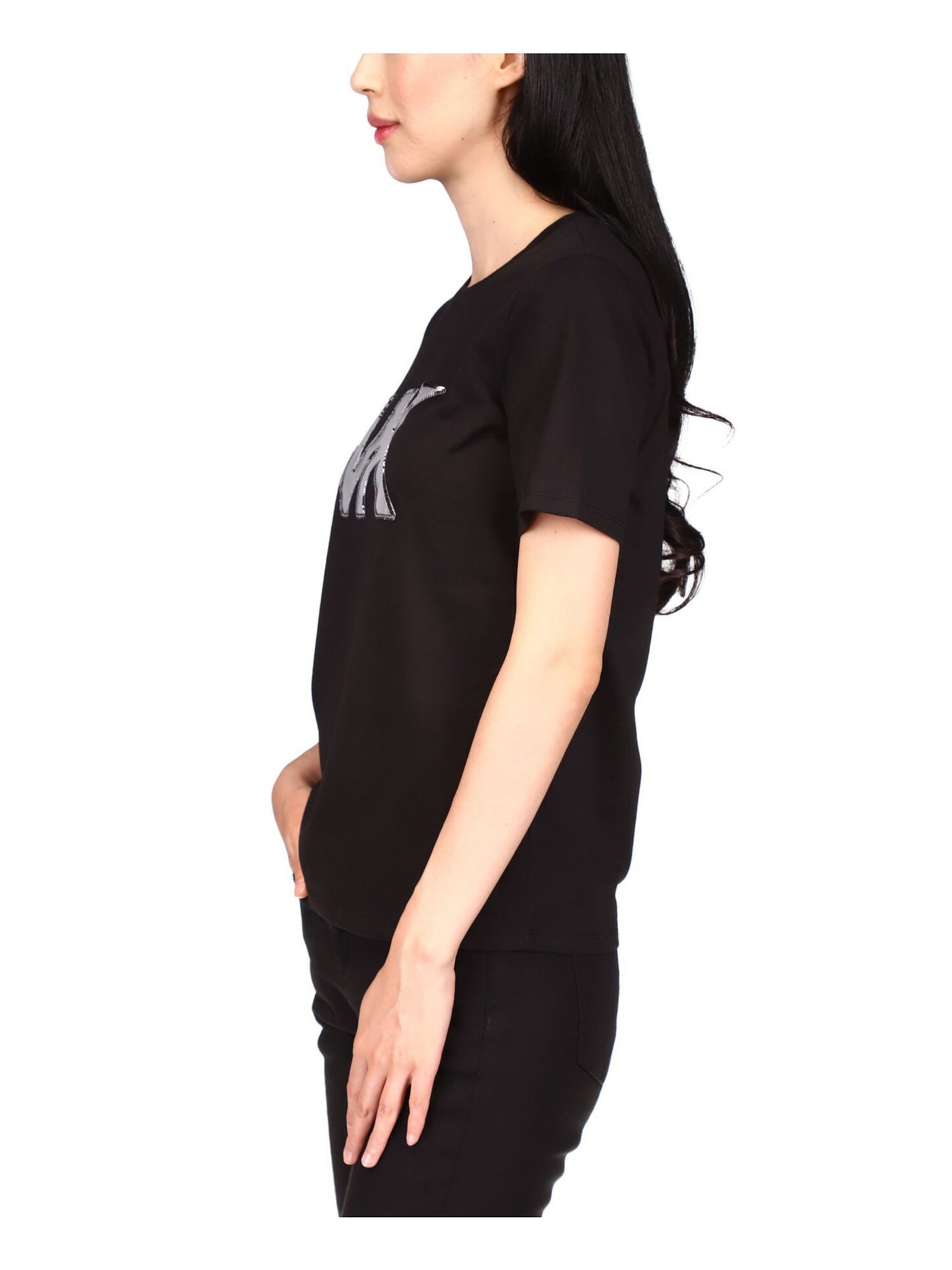 MICHAEL MICHAEL KORS Womens Black Short Sleeve Crew Neck T-Shirt M
