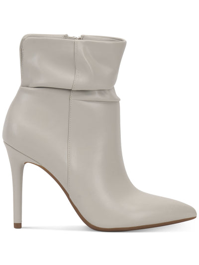JESSICA SIMPSON Womens Ivory Split Upper Back Cushioned Ruched Lerona Pointed Toe Stiletto Zip-Up Dress Booties 6.5 M