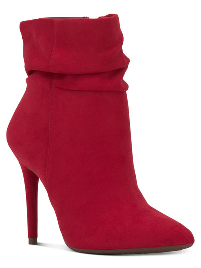 JESSICA SIMPSON Womens Red Cushioned Ruched Lerona Pointed Toe Stiletto Zip-Up Dress Booties 7.5 M