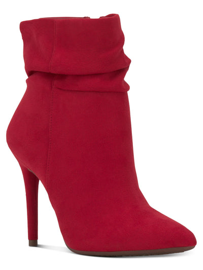 JESSICA SIMPSON Womens Red Cushioned Ruched Lerona Pointed Toe Stiletto Zip-Up Dress Booties 5 M