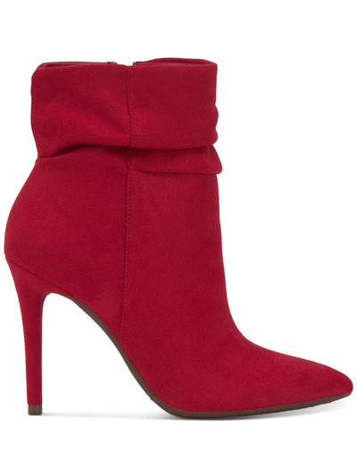 JESSICA SIMPSON Womens Red Cushioned Ruched Lerona Pointed Toe Stiletto Zip-Up Dress Booties 7.5 M
