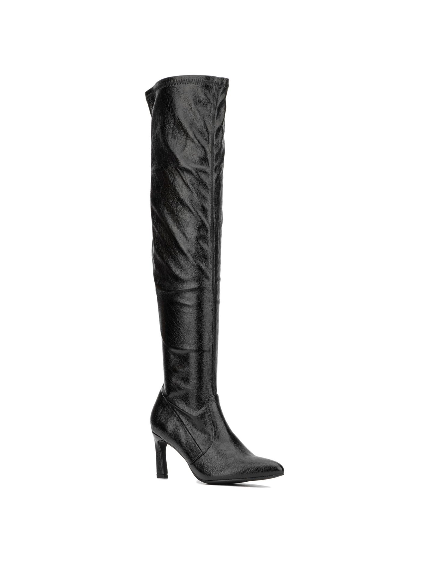 NEW YORK & CO Womens Black Padded Xiena Pointed Toe Stiletto Zip-Up Heeled Boots 7