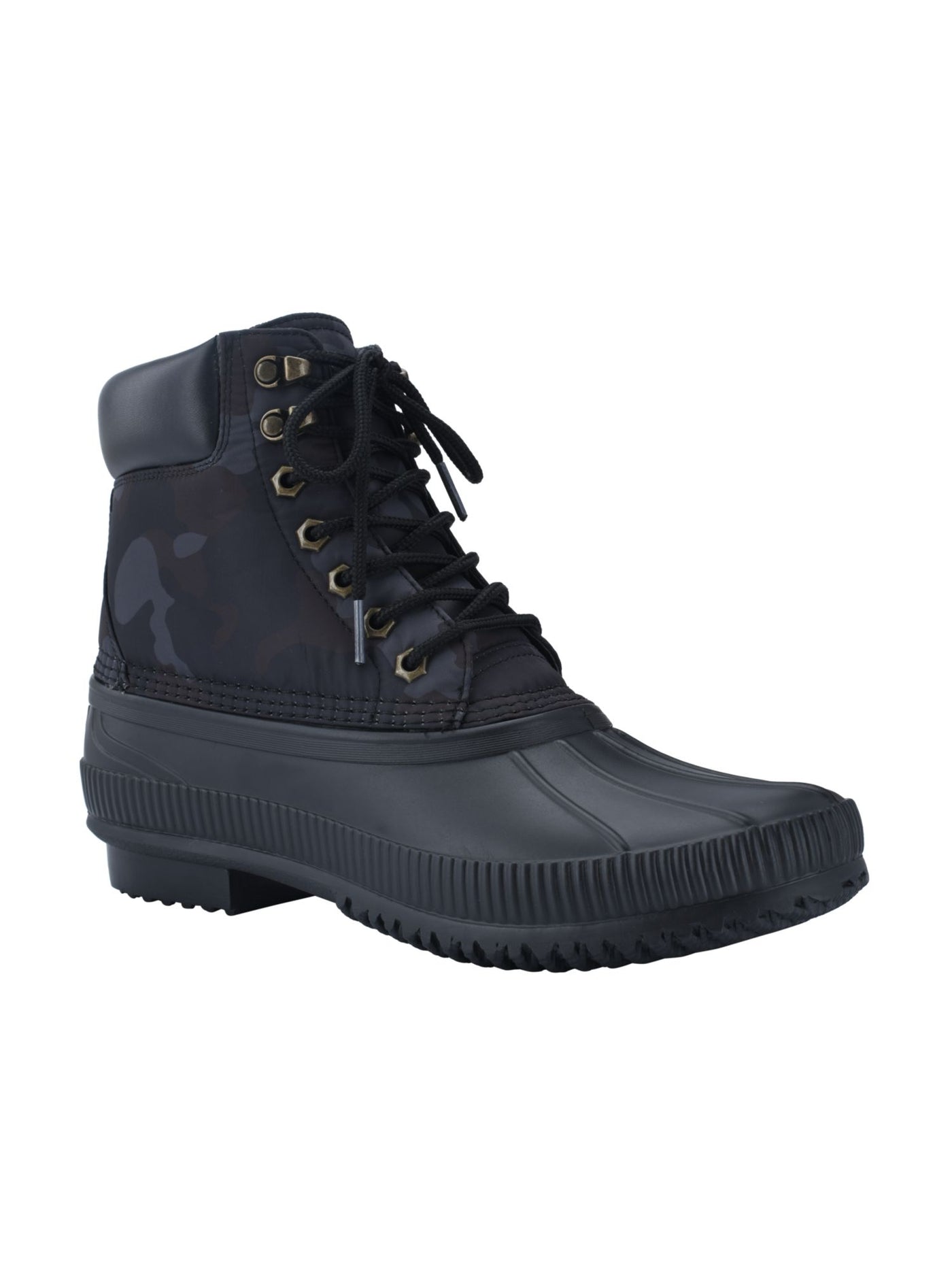 TOMMY HILFIGER Mens Black Camouflage Water Resistant Colins4 Round Toe Lace-Up Duck Boots 10