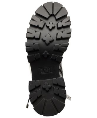 DKNY Womens Black 1" Platform Buckled Sava Round Toe Block Heel Lace-Up Leather Combat Boots