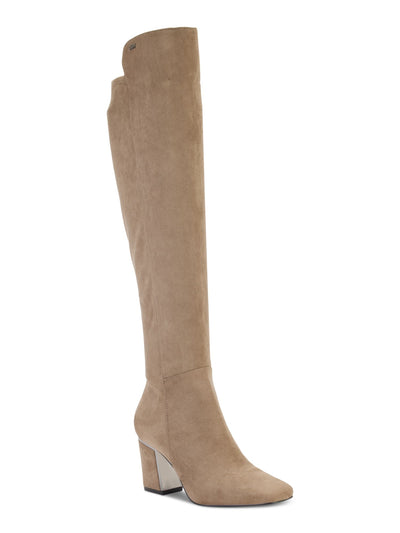 DKNY Womens Beige Cilli Square Toe Block Heel Zip-Up Heeled Boots 9 M