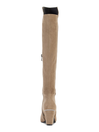 DKNY Womens Beige Cilli Square Toe Block Heel Zip-Up Heeled Boots 8 M