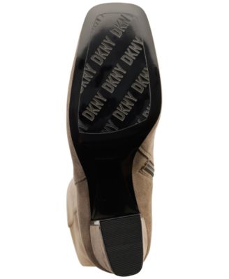 DKNY Womens Beige Cilli Square Toe Block Heel Zip-Up Heeled Boots M