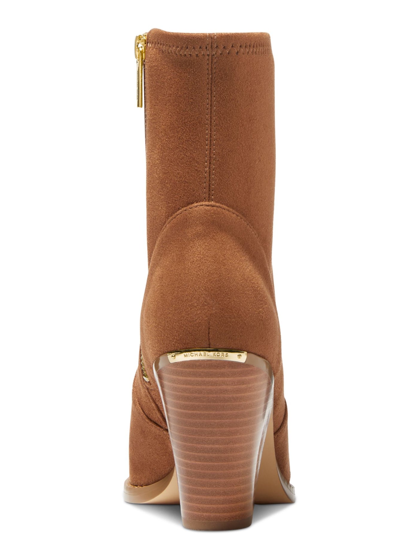 MICHAEL MICHAEL KORS Womens Brown Studded Padded Dover Pointed Toe Stacked Heel Zip-Up Dress Booties 7.5 M