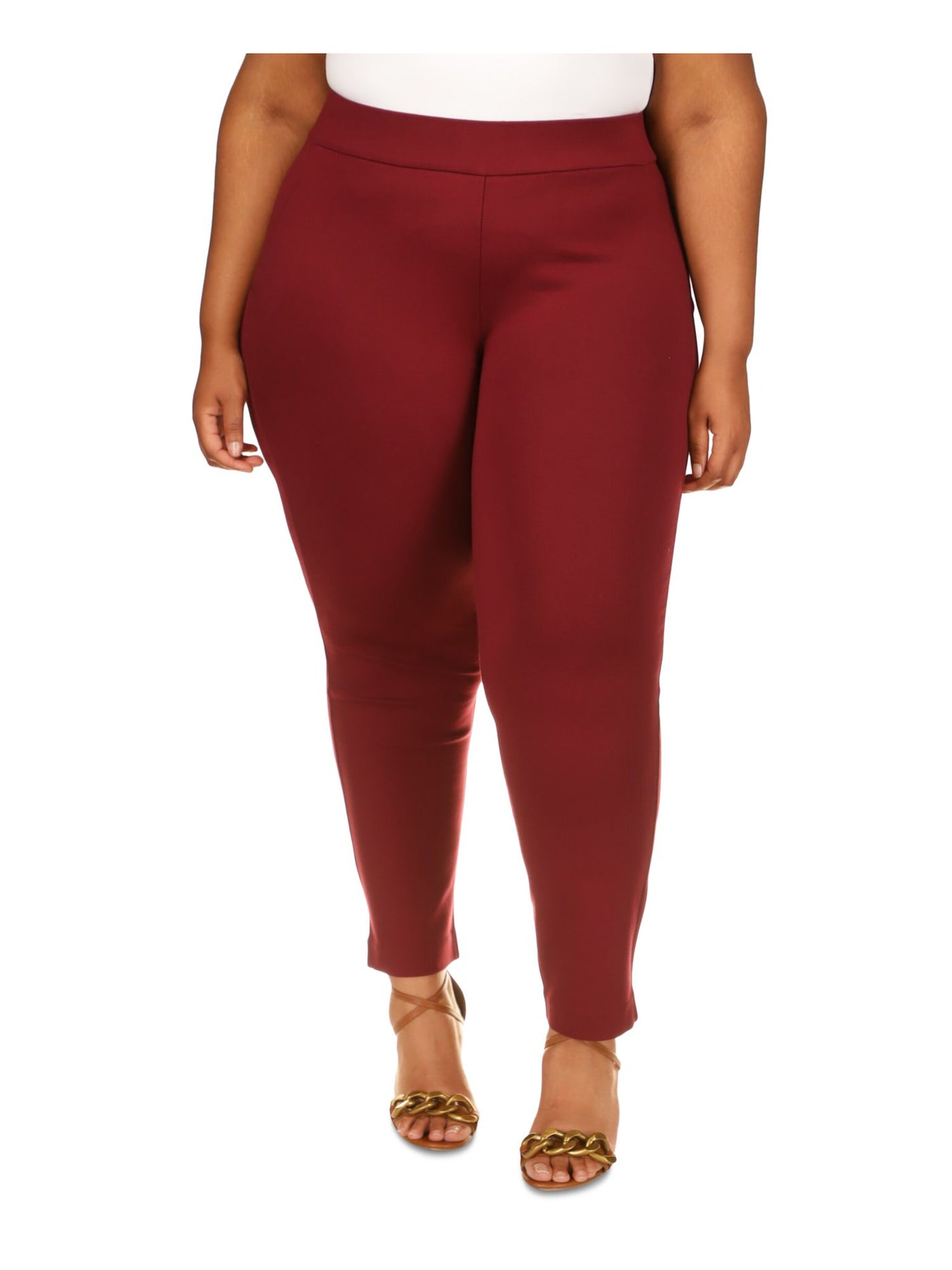 MICHAEL MICHAEL KORS Womens Maroon Wear To Work Skinny Pants Plus 0X