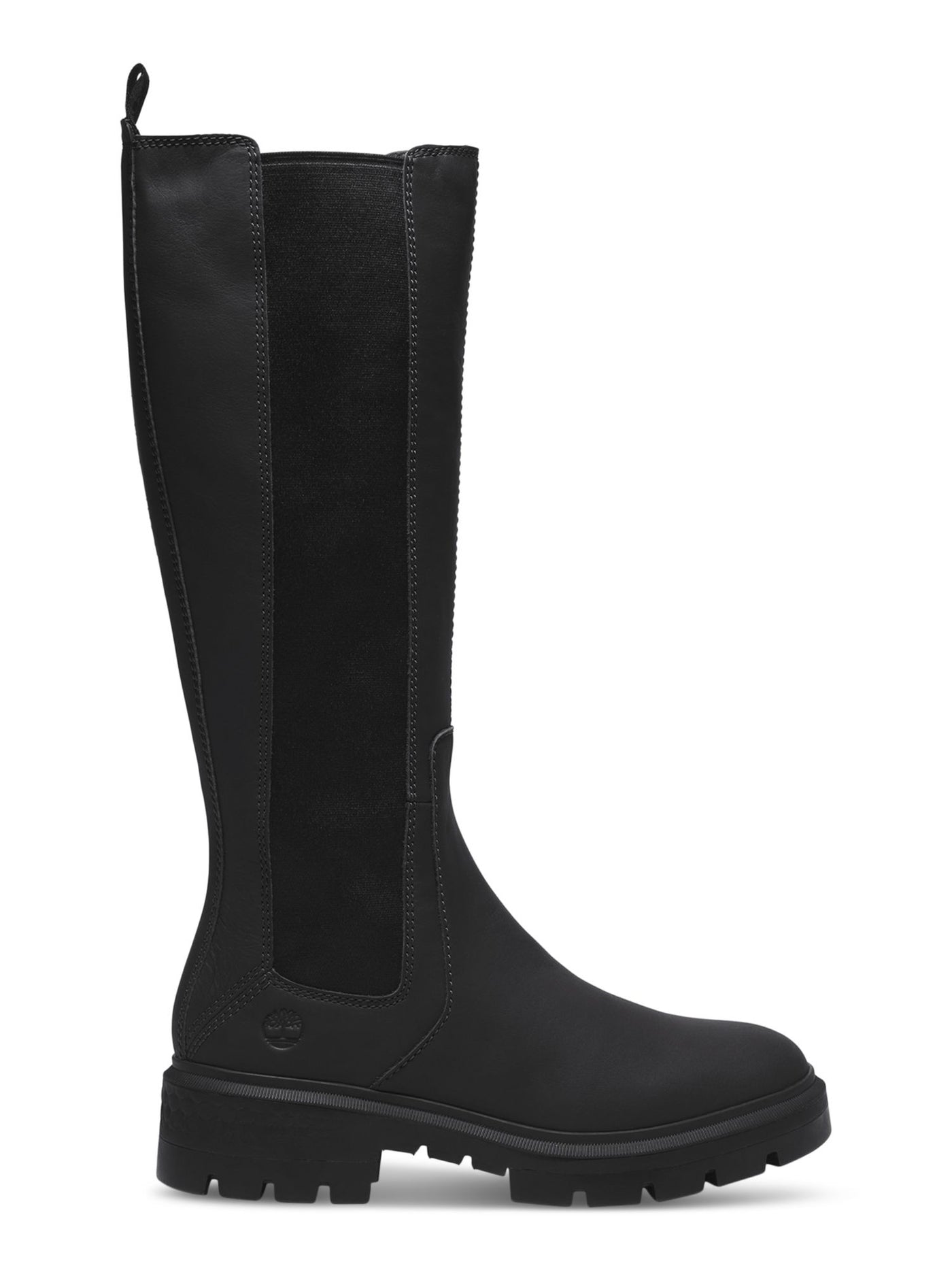 TIMBERLAND Womens Black Goring Riding Boot Lug Sole Padded Removable Insole Cortina Round Toe Block Heel Leather Chelsea 9
