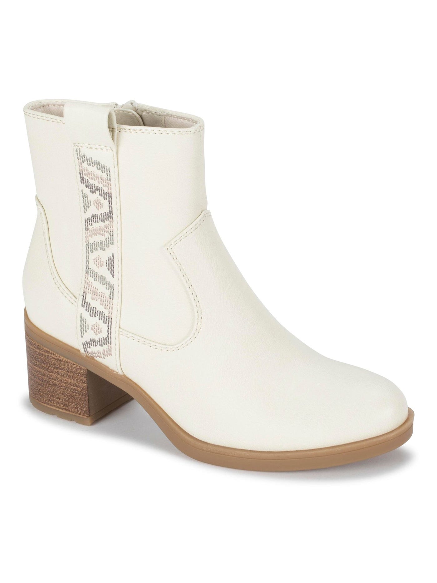 BARETRAPS Womens Ivory Comfort Covina Almond Toe Block Heel Zip-Up Booties 8.5 M