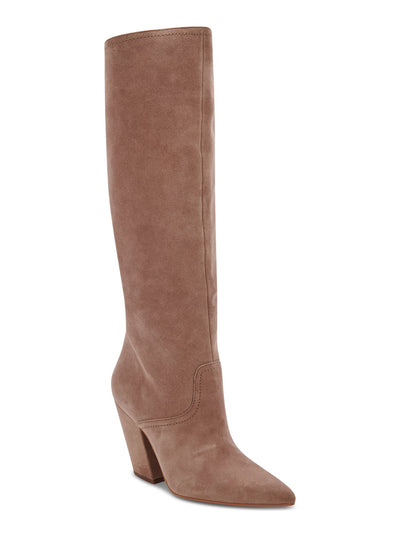DOLCE VITA Womens Beige Comfort Nathen Pointed Toe Block Heel Leather Dress Boots 8.5 M